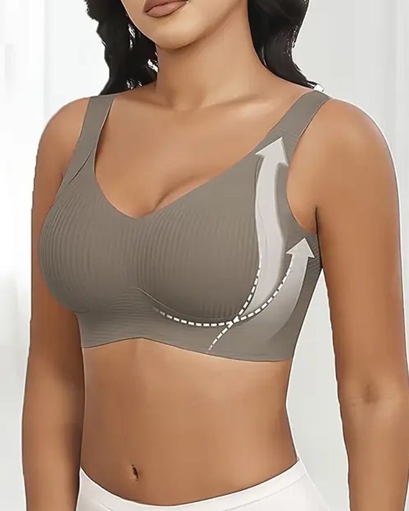 Women's Solid Color Four Rows Adjustable Wireless Bra