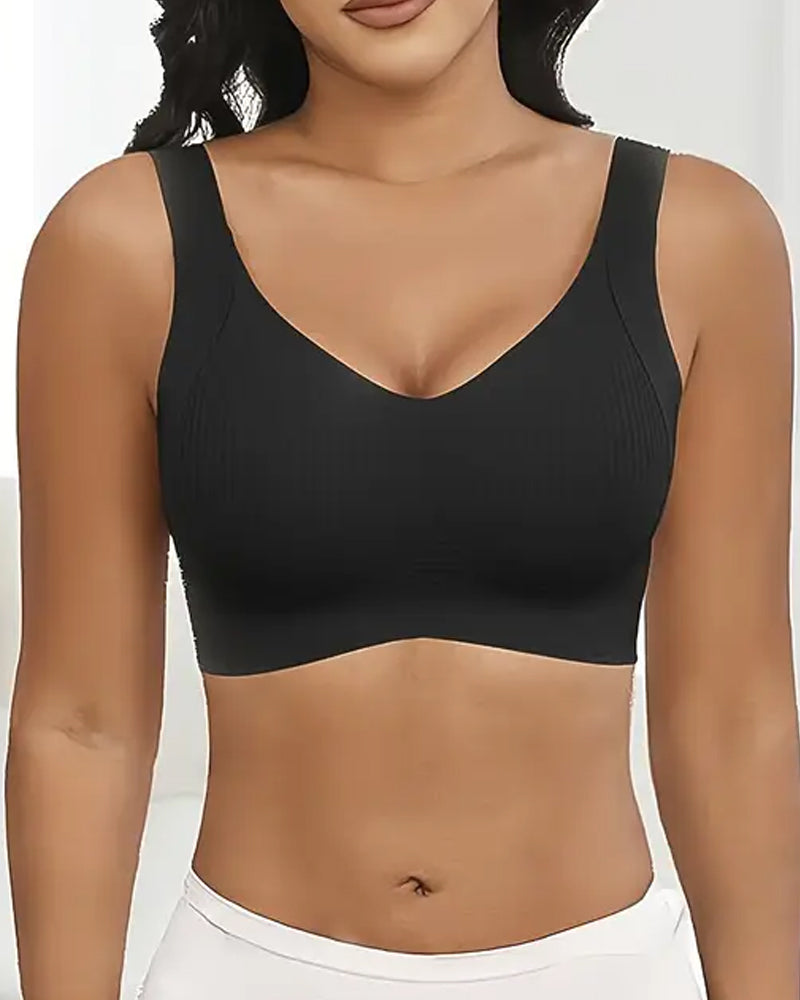 Women's Solid Color Four Rows Adjustable Wireless Bra