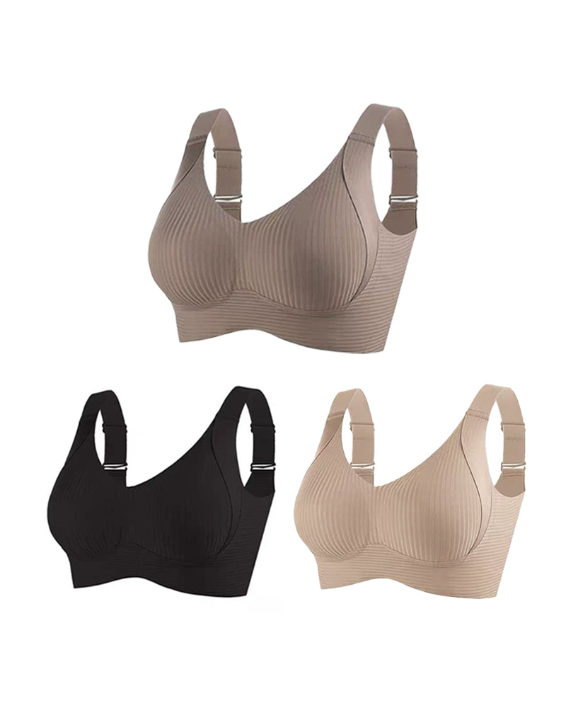 Women's Solid Color Four Rows Adjustable Wireless Bra