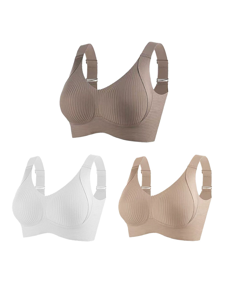 Women's Solid Color Four Rows Adjustable Wireless Bra