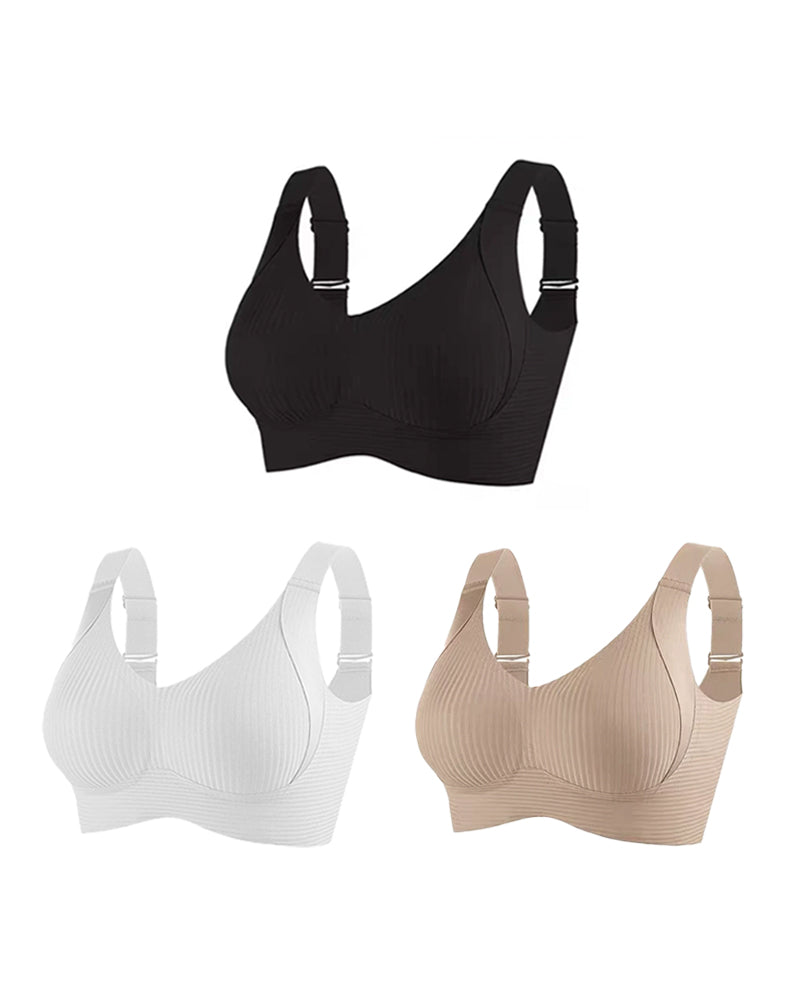 Women's Solid Color Four Rows Adjustable Wireless Bra