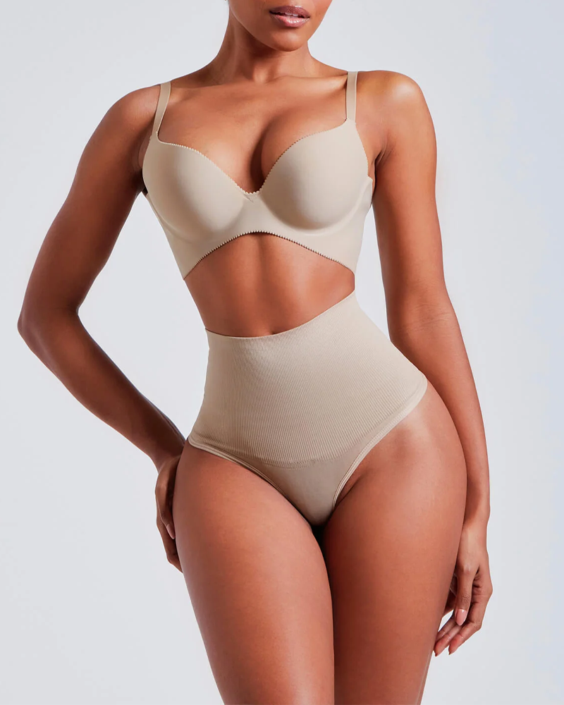 Beige Threaded Shaping Briefs