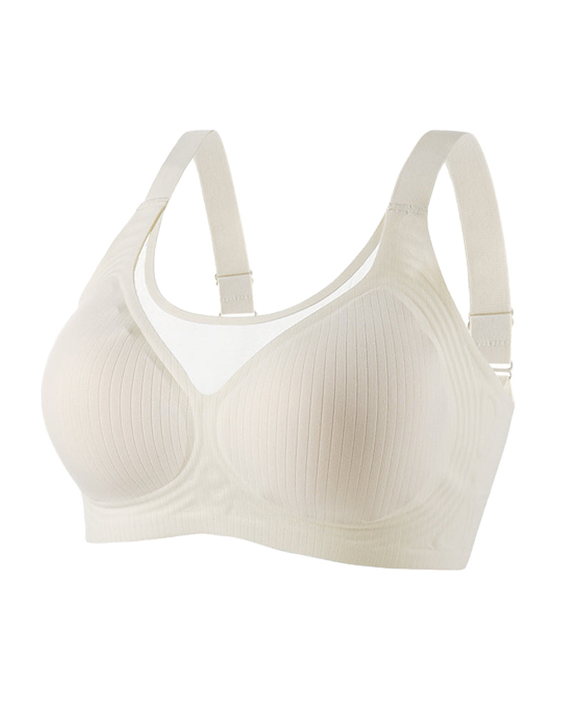 V-neck Push-up Wireless Lace Stretchy Bra