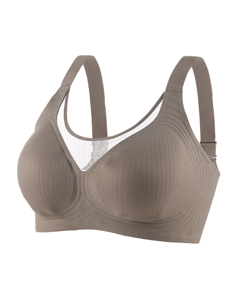 V-neck Push-up Wireless Lace Stretchy Bra