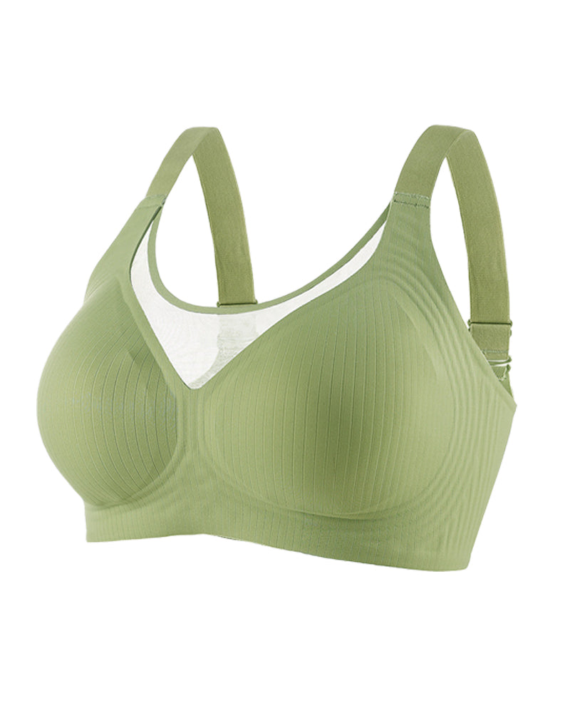 V-neck Push-up Wireless Lace Stretchy Bra