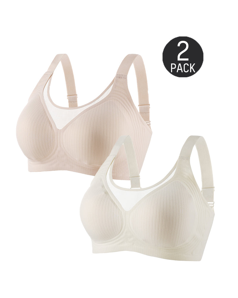 V-neck Push-up Wireless Lace Stretchy Bra