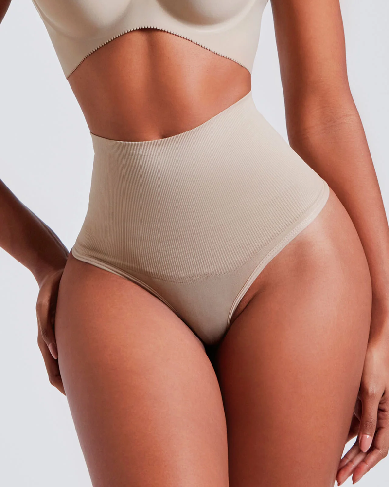 Beige Threaded Shaping Briefs