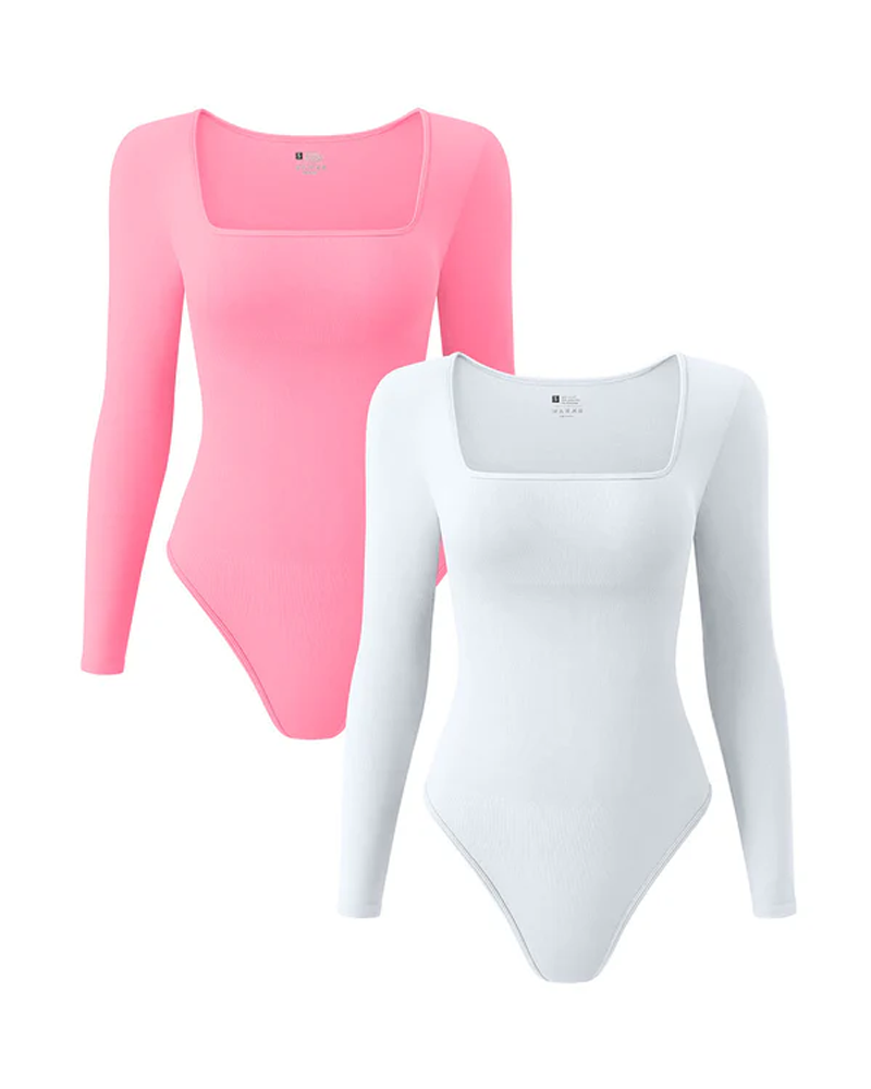 Square Neck Long Sleeve Bodysuits