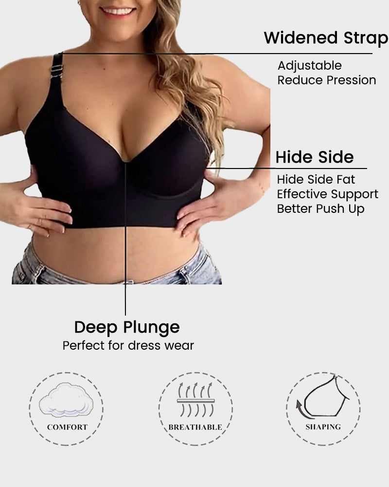 [2-Pack] Extra Firm High Compression Full Cup Push Up Bra - Black