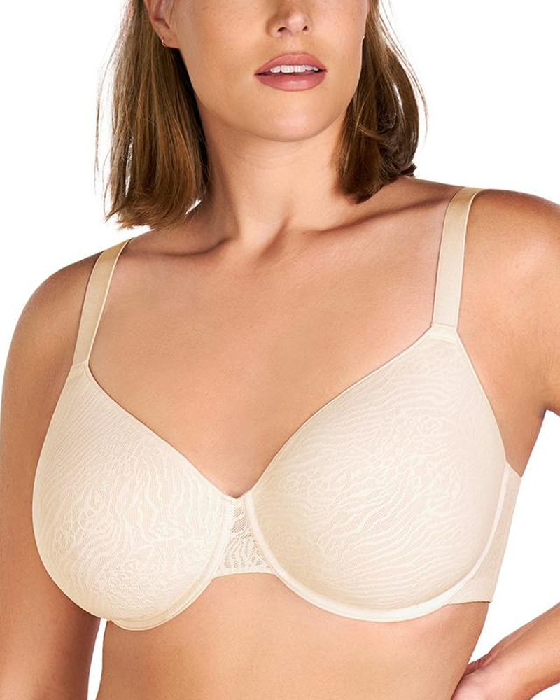 Plus Size Full Coverage MeshLightly Padded Lined Adjustable StrapsUnderwire T-Shirt Bra