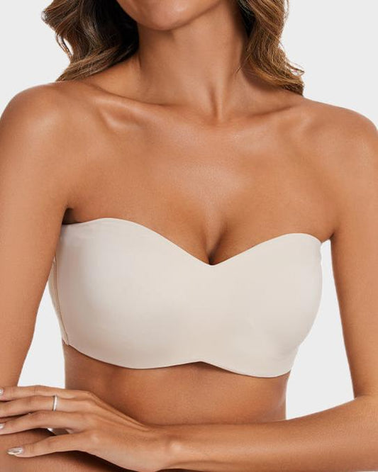 Full Support Non-Slip Convertible Bandeau Bra - Cream