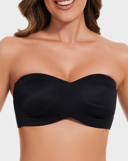 Full Support Non-Slip Convertible Bandeau Bra - Black