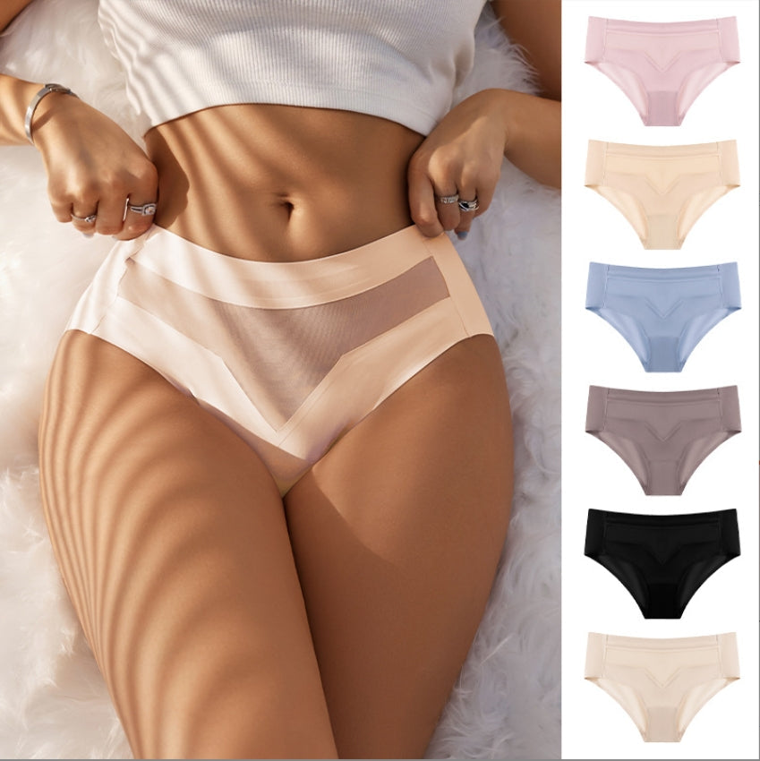 Mid-Waist Ice Silk Naked Invisible Underwear