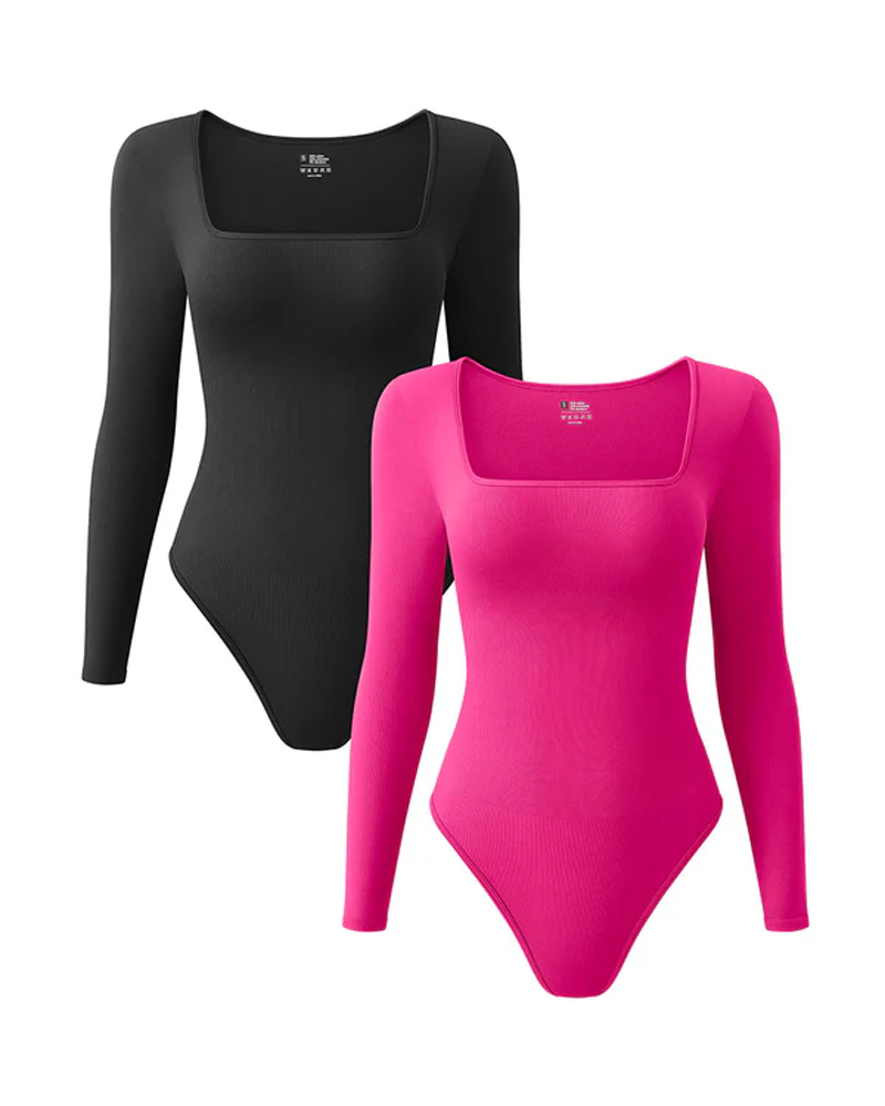 Square Neck Long Sleeve Bodysuits