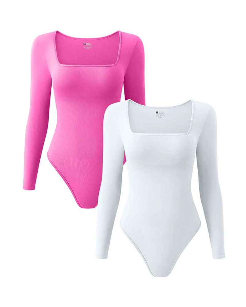 Square Neck Long Sleeve Bodysuits