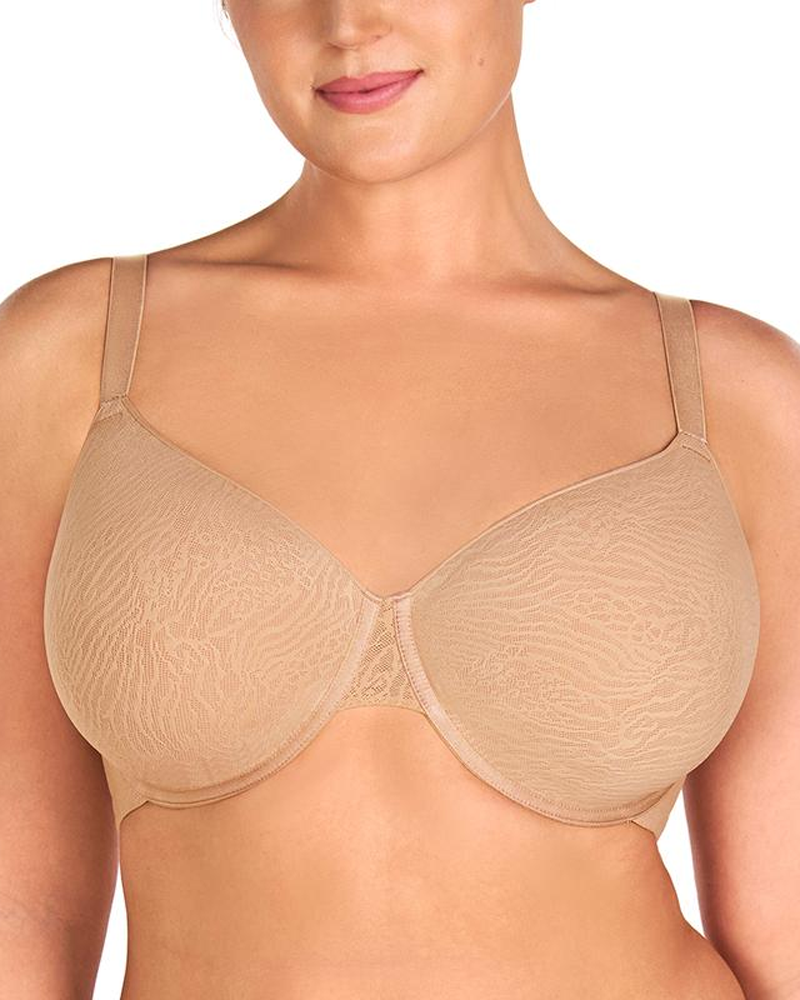 Plus Size Full Coverage MeshLightly Padded Lined Adjustable StrapsUnderwire T-Shirt Bra