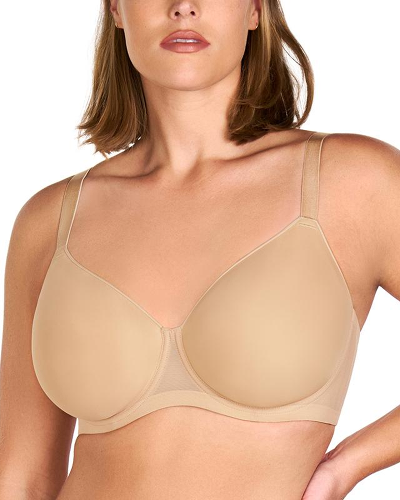 Plus Size Full Coverage MeshLightly Padded Lined Adjustable StrapsUnderwire T-Shirt Bra