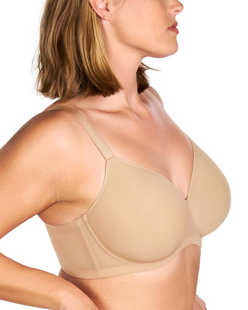 Plus Size Full Coverage MeshLightly Padded Lined Adjustable StrapsUnderwire T-Shirt Bra