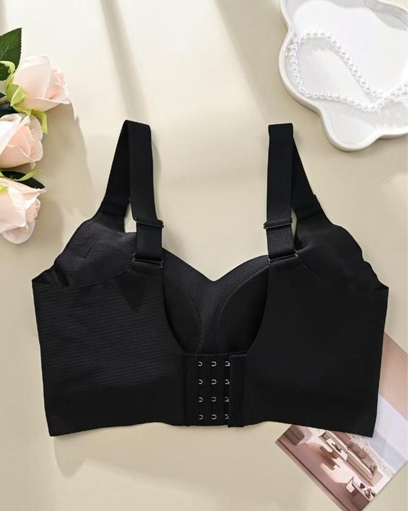 Women's Solid Color Four Rows Adjustable Wireless Bra