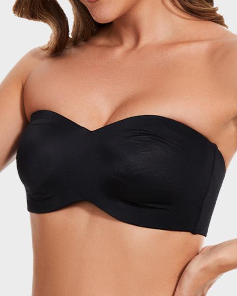 Full Support Non-Slip Convertible Bandeau Bra - Black