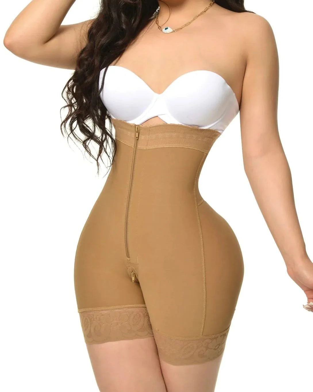 Fajas Colombianas Compression Shapewear Open Bust Tummy Control with Zipper