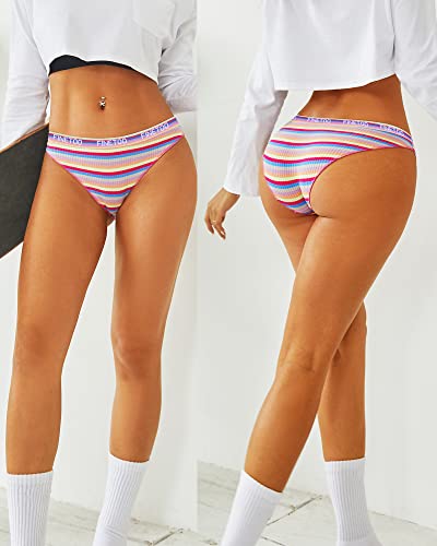 Cotton Underwear for Women Cheeky High Cut Breathable Stretch Sexy Ladies Hipster Bikini Panties Pack S-XL