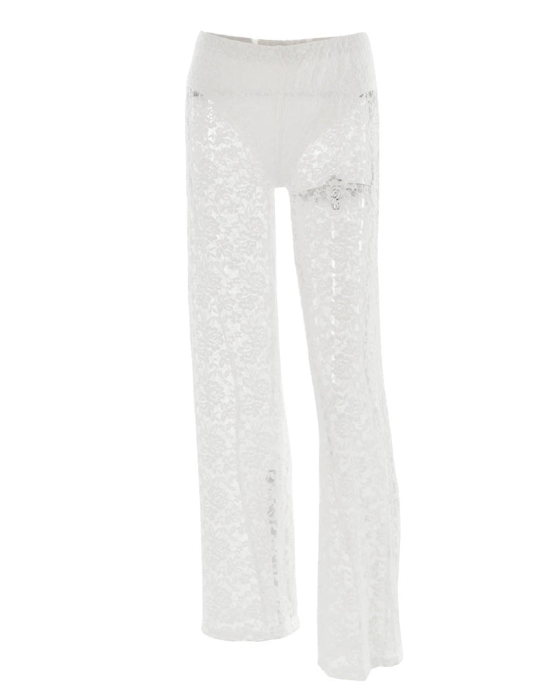 Women's Lace See-Through High Waist Patchwork Trousers