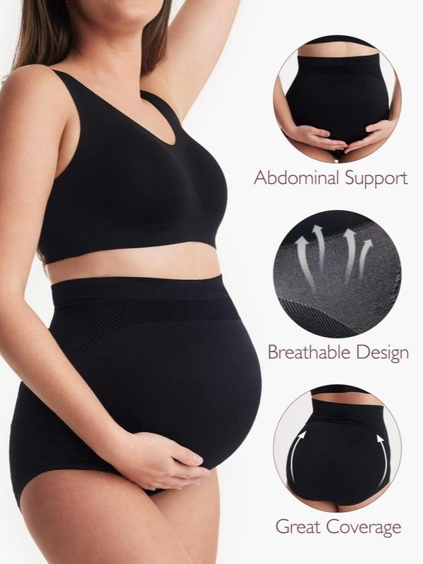 Women's Maternity High Waist Underwear Pregnancy Seamless Soft Belly Support Panties Over Bump 3 Pack