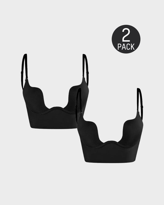 [2 Pack]Low Back Secret Plunge Bra - Black