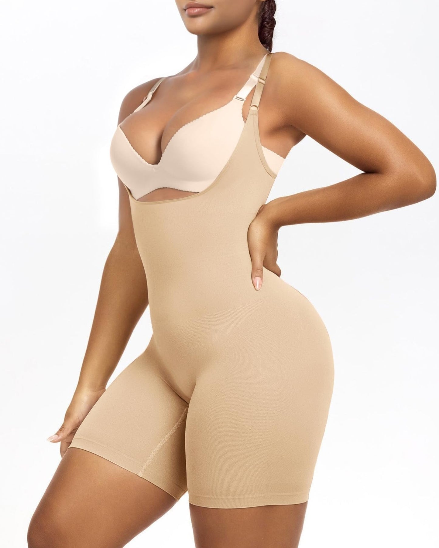 Open Bust Mid Thigh Seamless Sculpting Body Shaper