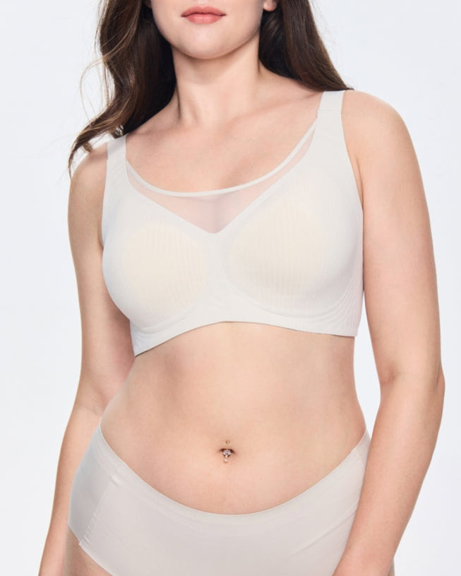 V-neck Push-up Wireless Lace Stretchy Bra