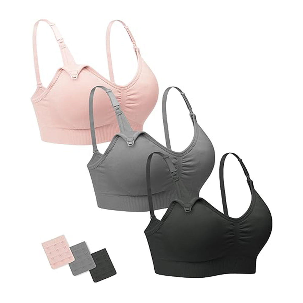 3PACK or 2PACK Full Bust Seamless Nursing Maternity Bras Bralette with Extra Bra Extenders & Clips