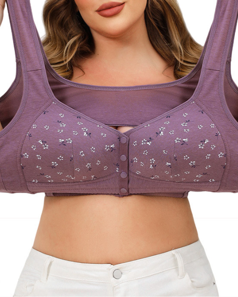 Printed Front Buckle Bra