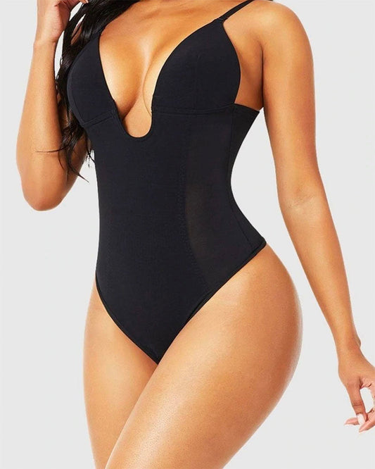 Deep V Neck Shaping Thong Bodysuit