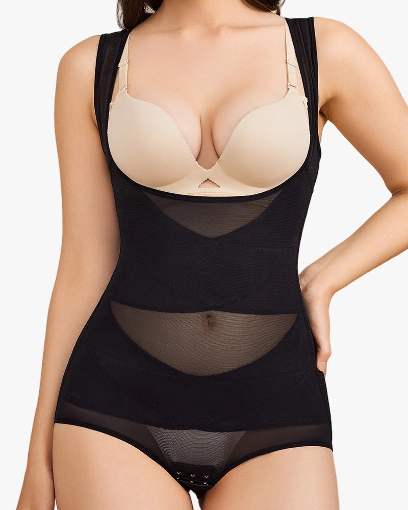 See-Through Mesh Tummy-Controlling Sexy Bodysuit