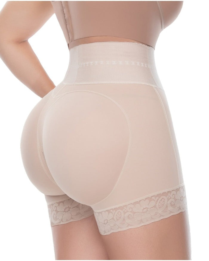 High-Waisted Double Compression Bbl Shorts With Mid-Section Tummy Control Bottoms