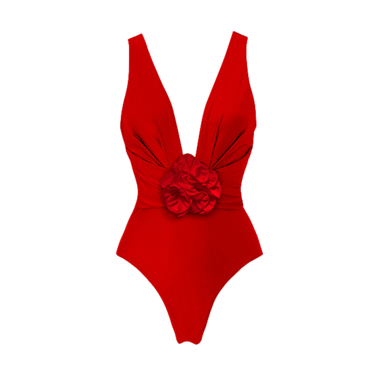 Detachable 3D Flower Red One Piece Swimsuit and Skirt