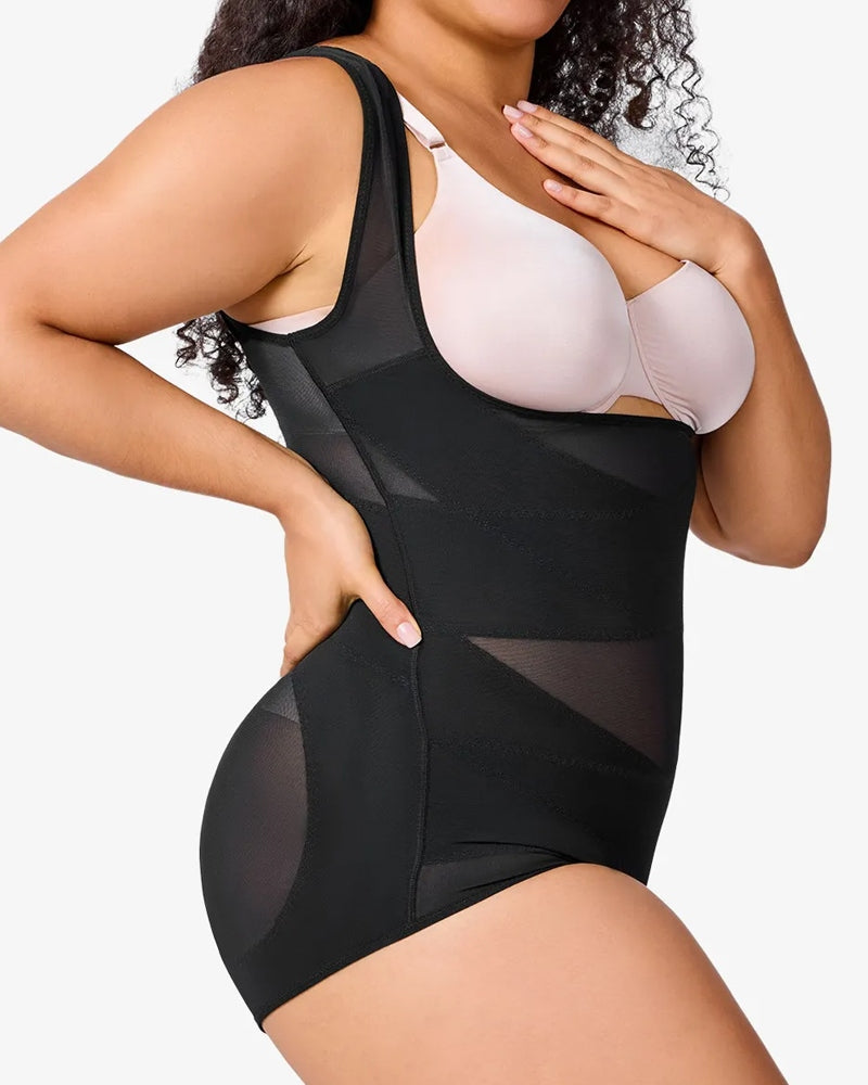 See-Through Mesh Tummy-Controlling Sexy Bodysuit