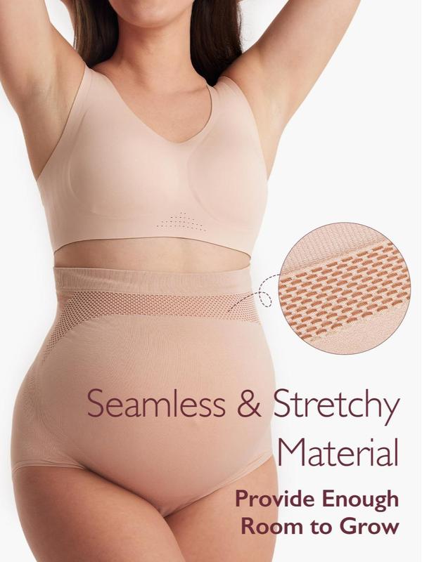 Women's Maternity High Waist Underwear Pregnancy Seamless Soft Belly Support Panties Over Bump 3 Pack