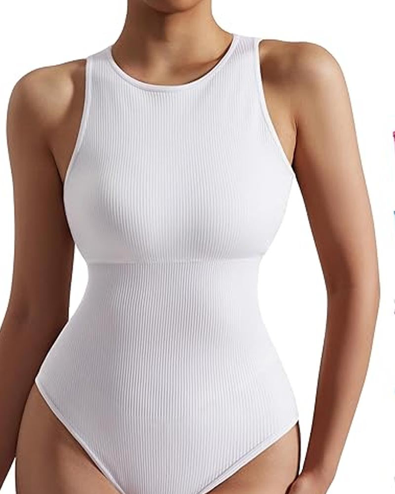 Women's Ribbed Sleeveless Triangle Bodysuit