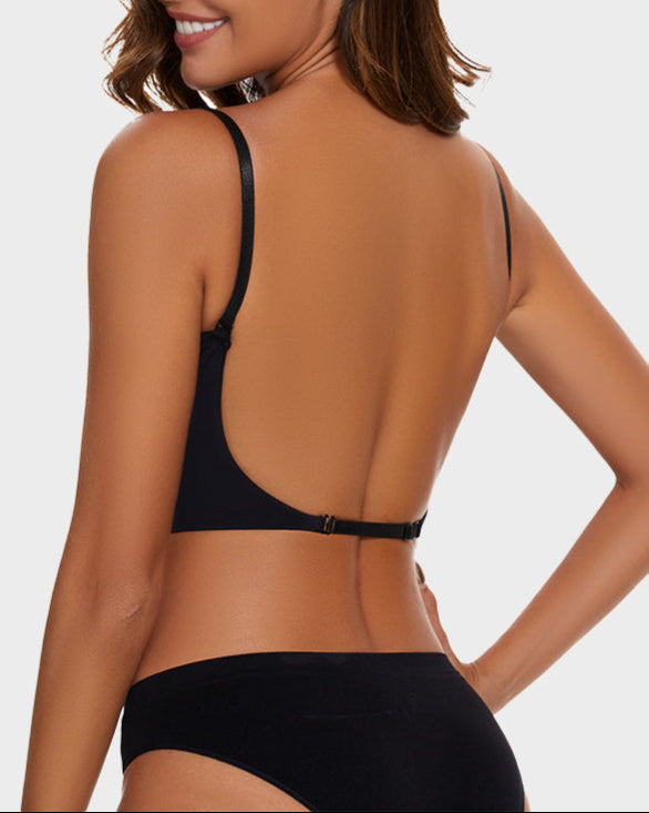 [2 Pack]Low Back Secret Plunge Bra - Black+Beige