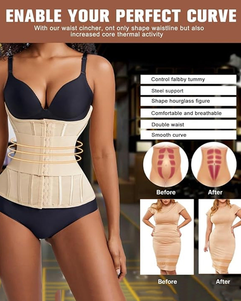 Shapewear Breast Lifted Waist Trainer Steel Bone Flat Belly Bodysuit