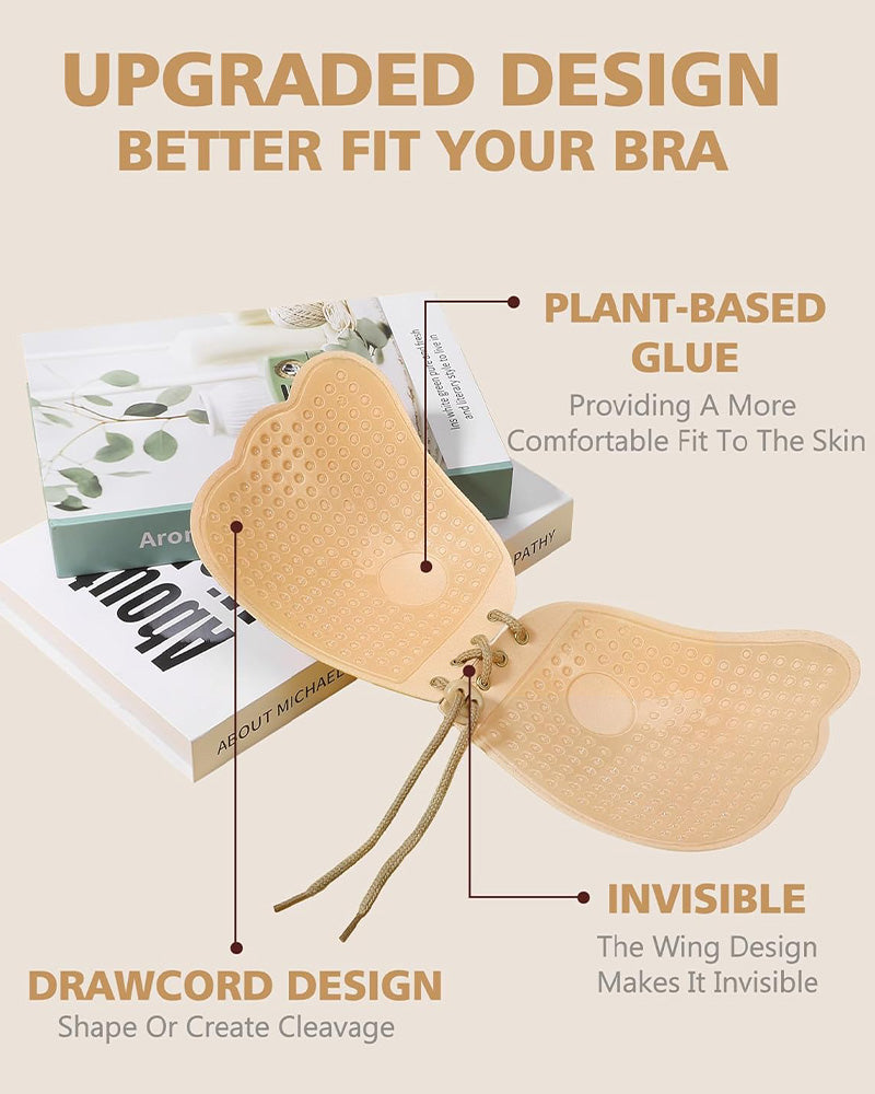 Women's Strapless Drawstring Silicone Wired Stick-On Bra