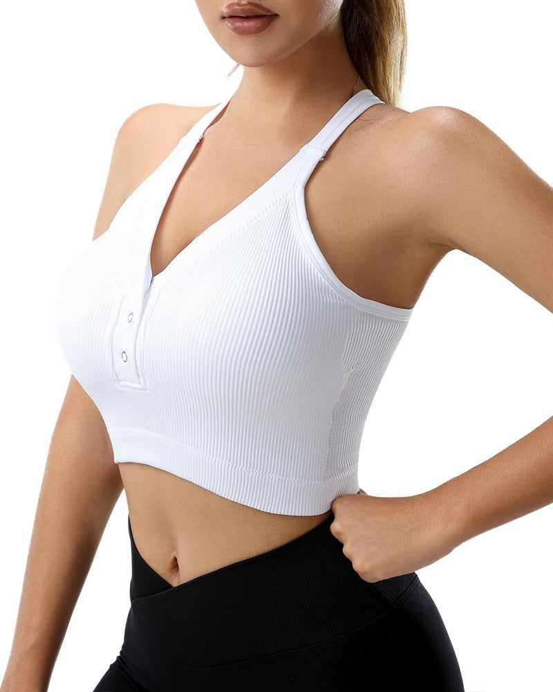 Women's Racerback Seamless Comfort Front Fastening Sports Bra