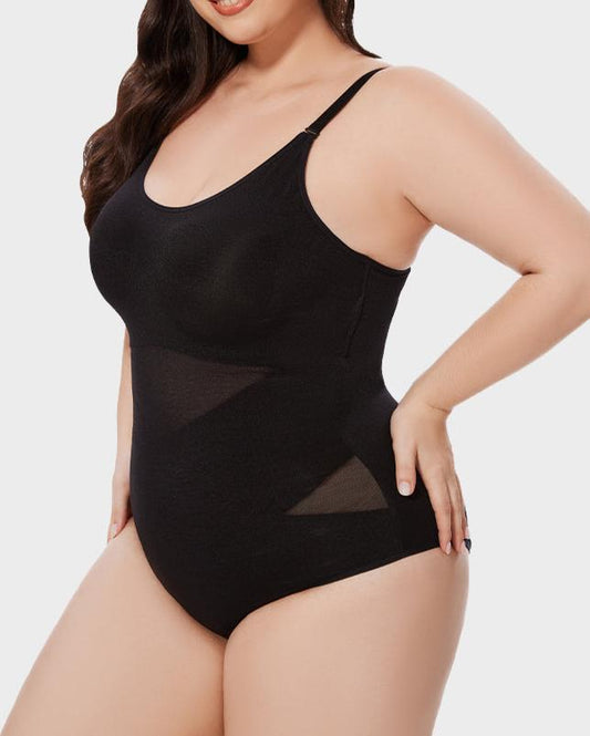 Criss-Cross Mesh Panel Sculpting Bodysuit