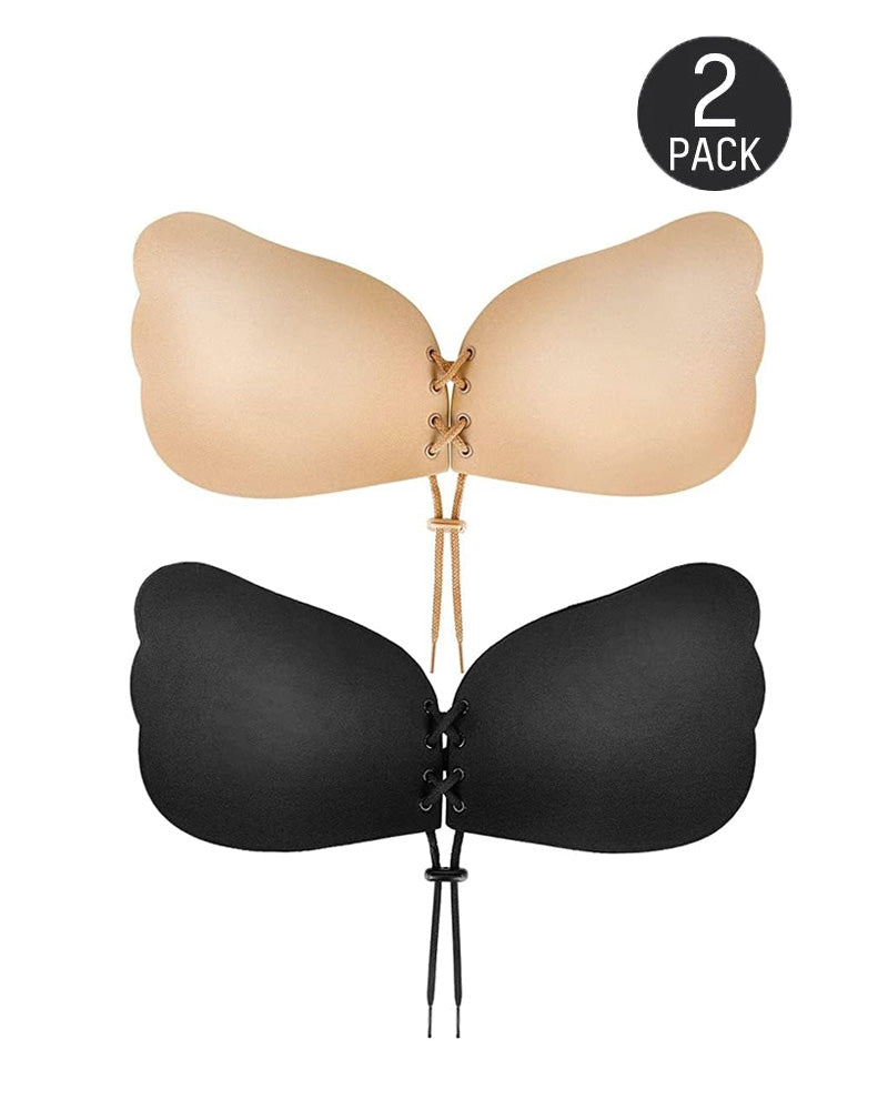 Women's Strapless Drawstring Silicone Wired Stick-On Bra