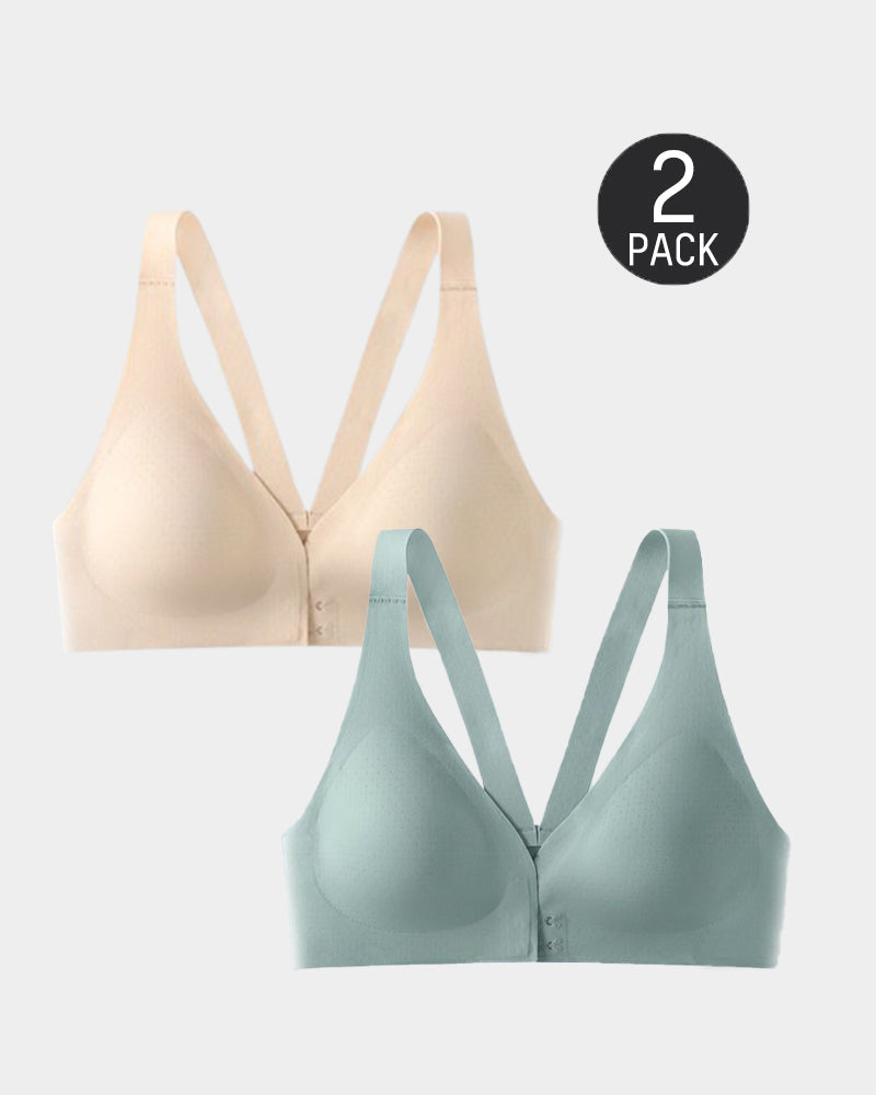 Deep V Minimizer Front Closure Push-up Wireless Bra