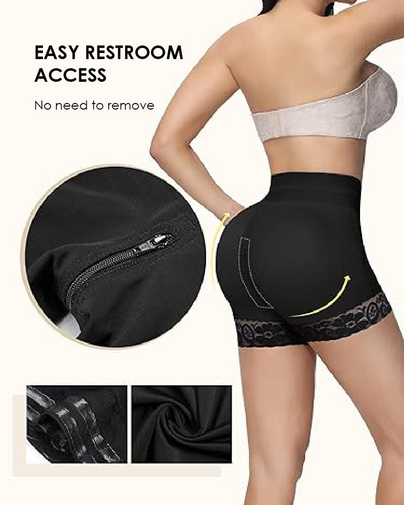 High-Waisted Double Compression Bbl Shorts With Mid-Section Tummy Control Bottoms